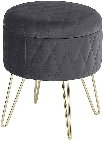 Woltu Sitzhocker, mit Stauraum, Samtstoff Golden Metallbeine, gepolstert günstig online kaufen
