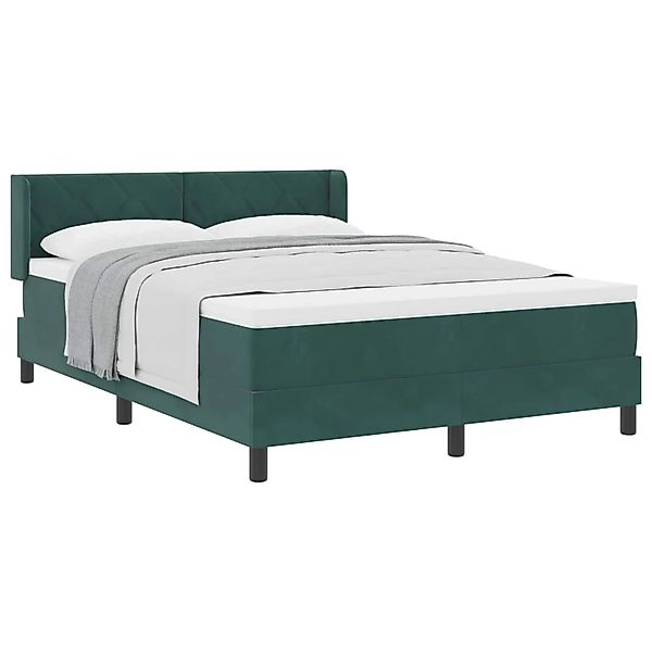 vidaXL Boxspringbett mit Matratze Dunkelgrün 190 x 140 cm Polyester 3341519 günstig online kaufen