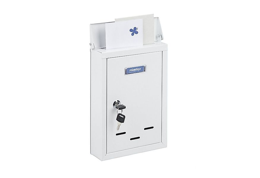 relaxdays Briefkasten mit Namensschild, weiß günstig online kaufen