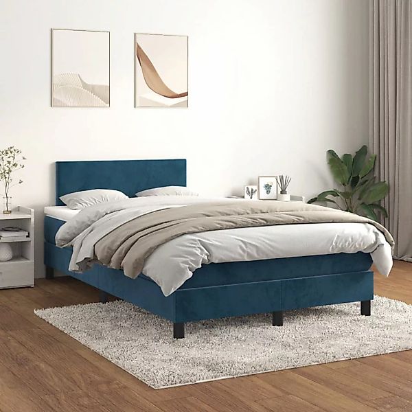 vidaXL Boxspringbett Boxspringbett mit Matratze Dunkelblau 120x200 cm Samt günstig online kaufen