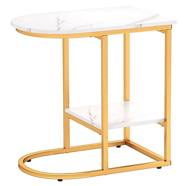 Costway Beistelltisch Marmor Optik 2-Stöckiger Sofatisch Couchtisch günstig online kaufen