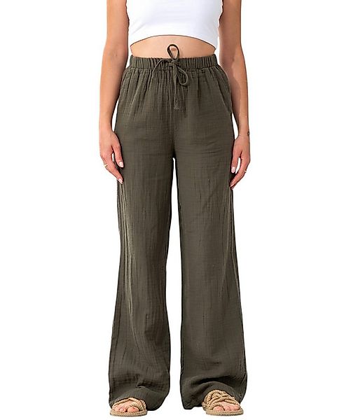 WENOR Palazzohose Musselin Damen Sommerhose 100 % Baumwolle, elastischer Bu günstig online kaufen