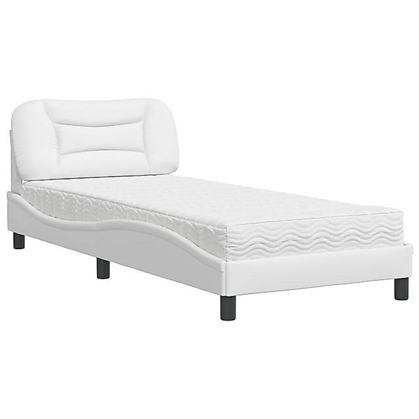 vidaXL Bett Bett mit Matratze Weiß 90x190 cm Kunstleder günstig online kaufen