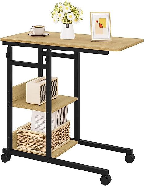 Woltu Beistelltisch, mit Rollen, C-förmig, höhenverstellbar, aus Metall Hol günstig online kaufen