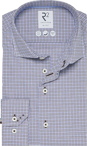 R2 Hemd Classic Karos Blau - Größe 40 günstig online kaufen