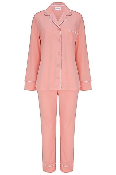SNOOZE OFF Pyjama Schlafanzug in Lachsfarben (2 tlg., 1 Stück) mit Kontrast günstig online kaufen