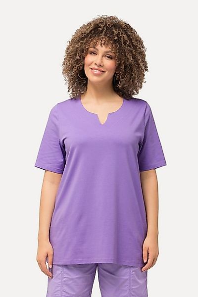 Ulla Popken T-Shirt T-Shirt A-Linie Tunika-Ausschnitt Halbarm günstig online kaufen