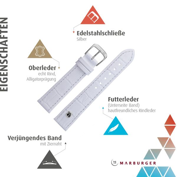 MARBURGER Uhrenarmband 12mm Leder Alligator Prägung günstig online kaufen