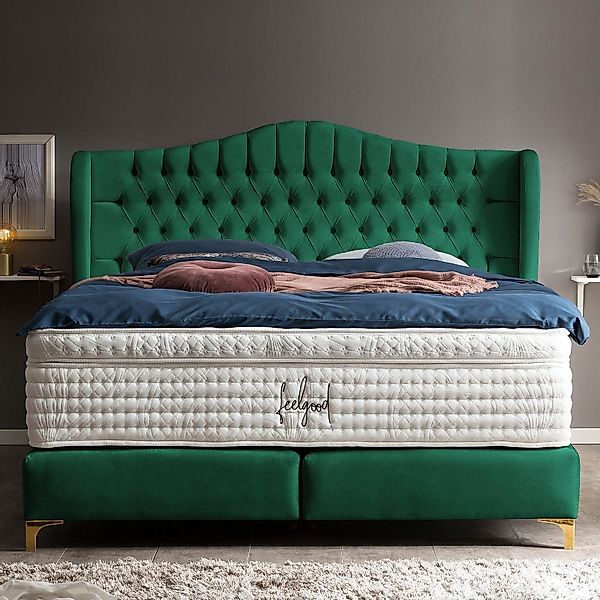 BettCo Boxspringbett Maison (in Smaragd Samt, günstig online kaufen
