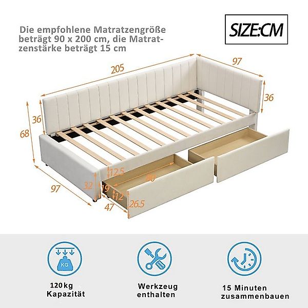 Merax Daybett (1 tlg), Polster-Schlafsofa 90x200cm, Tagesbett mit Stauraum günstig online kaufen
