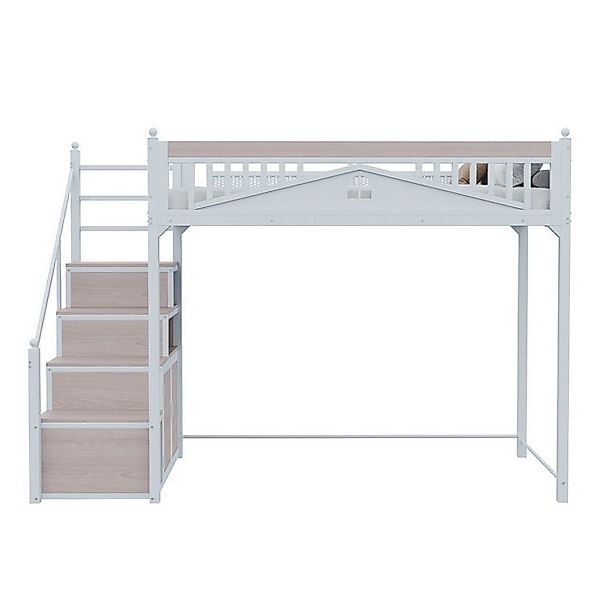 MC Star Hochbett Metall-Hochbett 90 x 200 cm, Metall-Sicherheitszaun mit Me günstig online kaufen