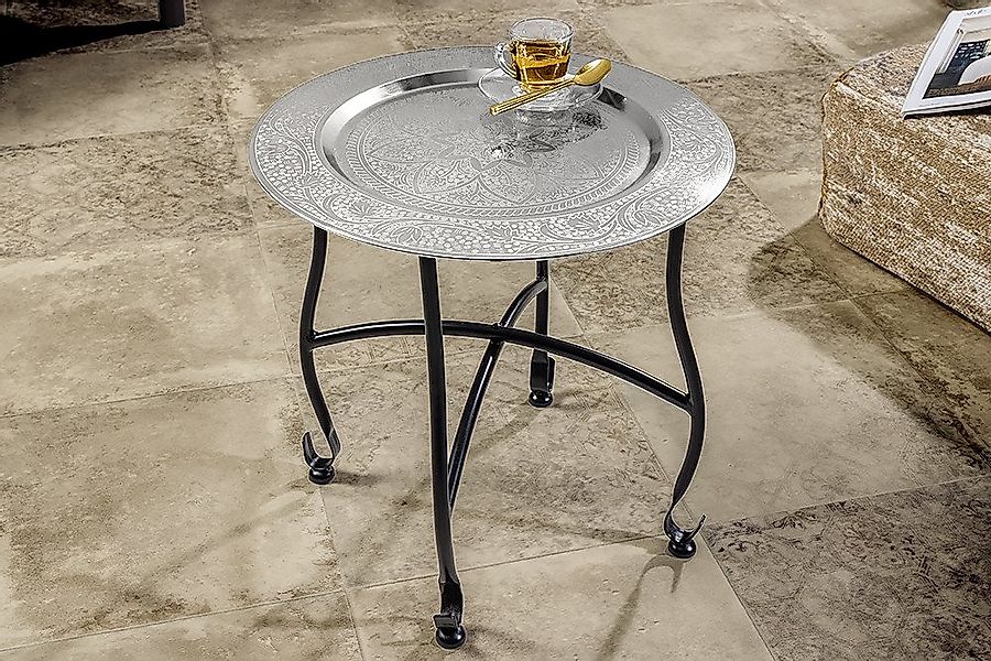riess-ambiente Beistelltisch MARRAKESCH 40cm silber / schwarz · Wohnzimmert günstig online kaufen