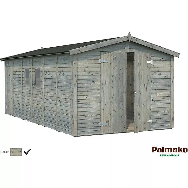 Palmako Dan Holz-Gartenhaus Grau Satteldach Tauchgrundiert 273 cm x 550 cm günstig online kaufen