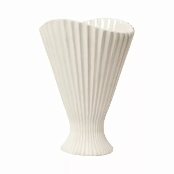 Vase Fountain keramik weiß / L 23 x H 30,5 cm - Ferm Living - Weiß günstig online kaufen