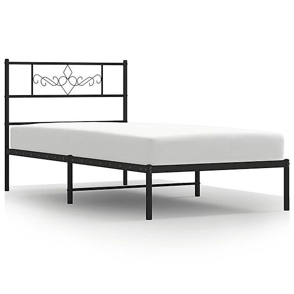 vidaXL Bettgestell Bettrahmen mit Kopfteil Metall Schwarz 90x200 cm Bett Be günstig online kaufen