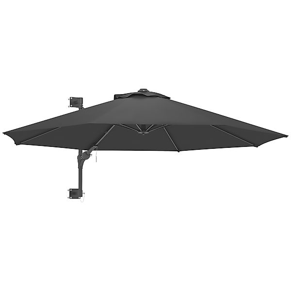 Outsunny Wand-Garten-Sonnenschirm mit 8 Streben, 3x3m Sonnenschirm 180° dre günstig online kaufen