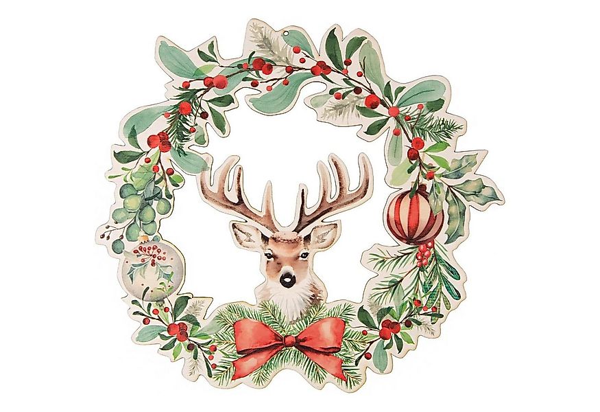 Logbuch-Verlag Dekofigur Weihnachtskranz für Tür & Wand Hirsch Mistel Ø 29 günstig online kaufen