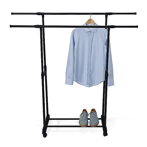 relaxdays Kleiderständer Rollen Doppelstange günstig online kaufen