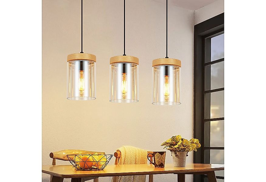 ZMH Pendelleuchte Esszimmer 1/3 Flammig E27 Transparent Hängeleuchte Schlaf günstig online kaufen