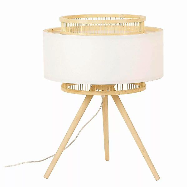 Tischlampe Dkd Home Decor Braun Polyester Weiß Bambus (36 X 36 X 48 Cm) günstig online kaufen