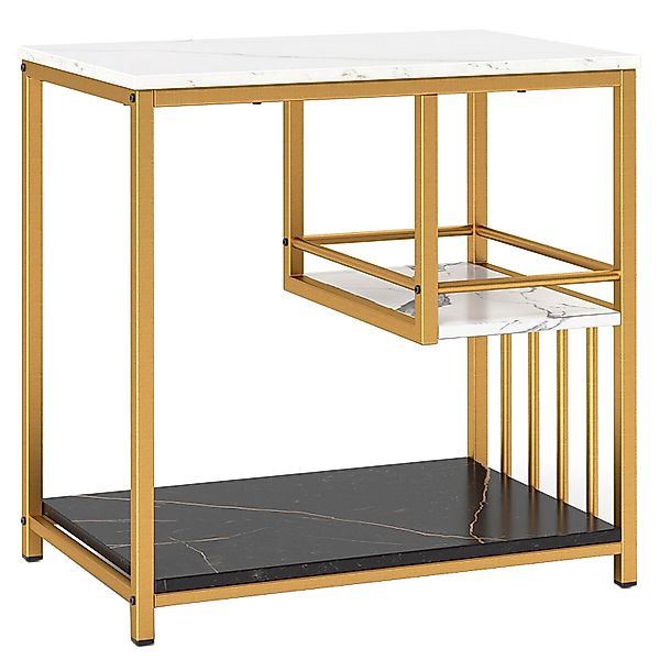 Costway Beistelltisch Marmor Optik 3-Stufiger Nachttisch Sofatisch günstig online kaufen