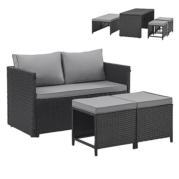 SVITA Gartenlounge-Set ATHINA, (Lounge-Set, Polyrattan), Platzsparend, günstig online kaufen
