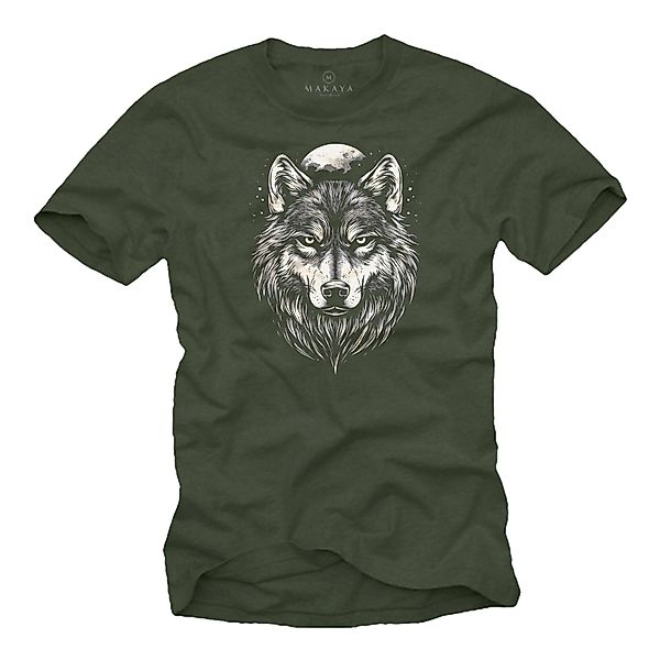 MAKAYA T-Shirt mit Wolfskopf Vintage Wolf günstig online kaufen