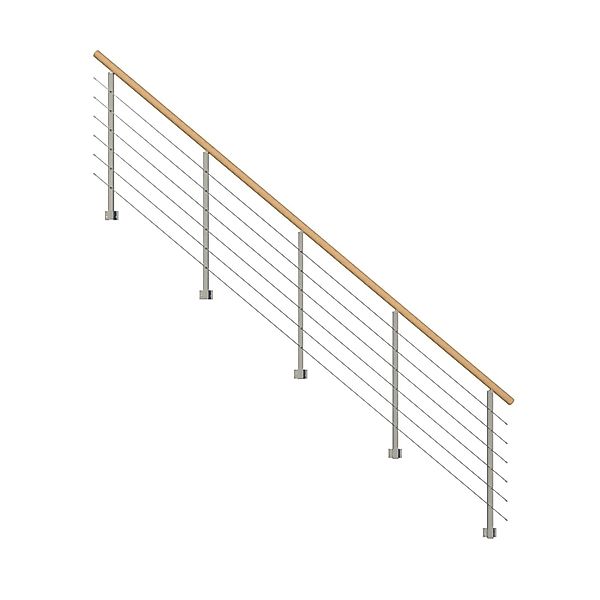 StarWood Metallgeländer Kos mit Rundhandlauf Eiche 250 cm Grau FSC® günstig online kaufen