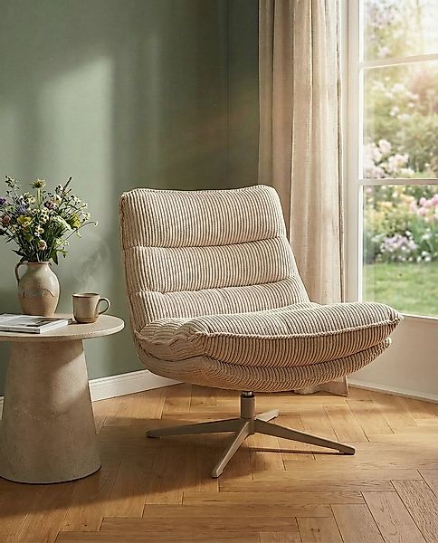 OTTO home Sessel AVAA, Loungesessel im softem Cord-Bezug, 360° Grad drehbar günstig online kaufen