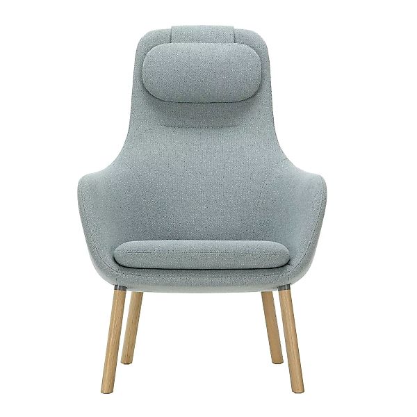 Vitra - HAL Lounge Sessel - salbei stahlblau/Stoff Dumet 28/Gestell Eiche n günstig online kaufen
