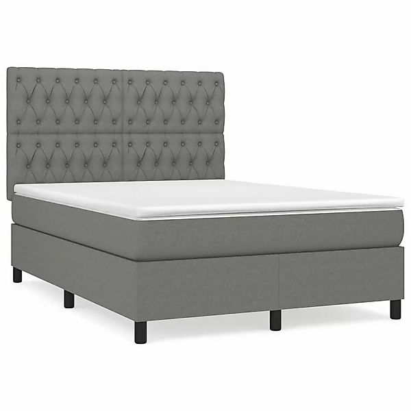 vidaXL Boxspringbett mit Matratze Dunkelgrau 140x200 cm Stoff1399324 günstig online kaufen