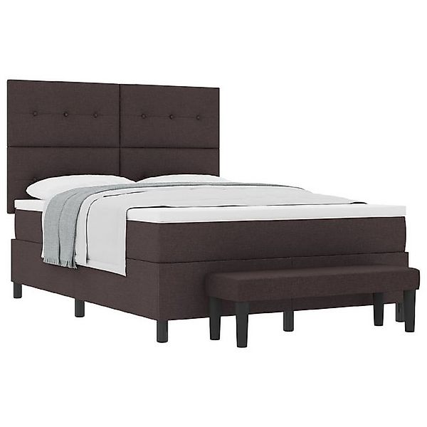 vidaXL Bett Boxspringbett mit Matratze & Bank Dunkelbraun 160x200 cm Stoff günstig online kaufen
