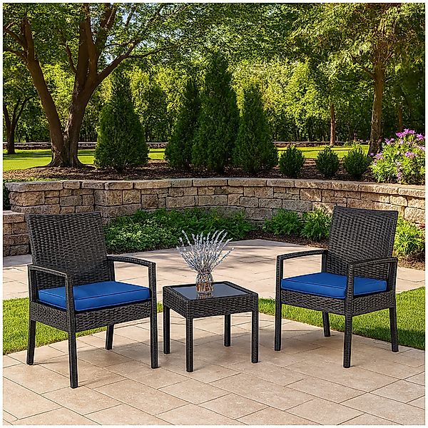 HTI-Living Garten-Essgruppe Terrassenmöbel Schwarz/Blau Santadi, (Set, günstig online kaufen