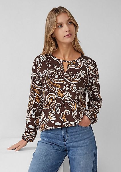s.Oliver Langarmbluse T-Shirt Gemustertes T-Shirt im O-Shape günstig online kaufen