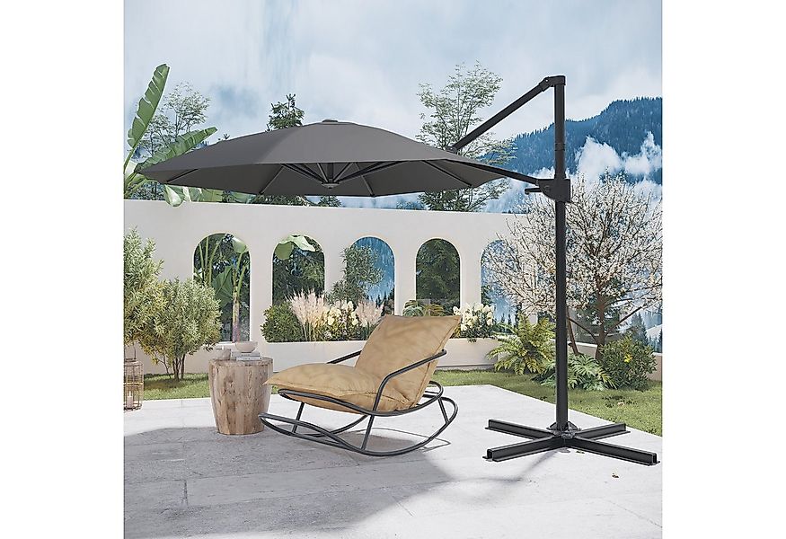 GUNJI Sonnenschirm ∅270/330cm,Gartenschirm UV Schutz 50+,mit Ständer, Abdec günstig online kaufen
