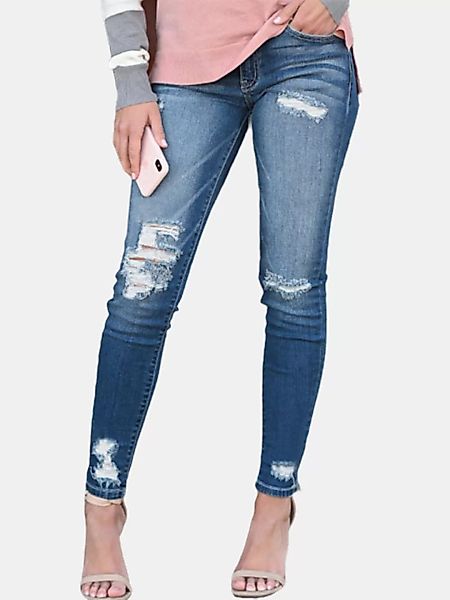 Stretch Ripped Skinny Denim Jeans für Damen günstig online kaufen