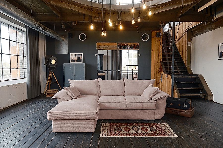 KAWOLA Ecksofa DAMETO, Schlafsofa Couch Cord günstig online kaufen