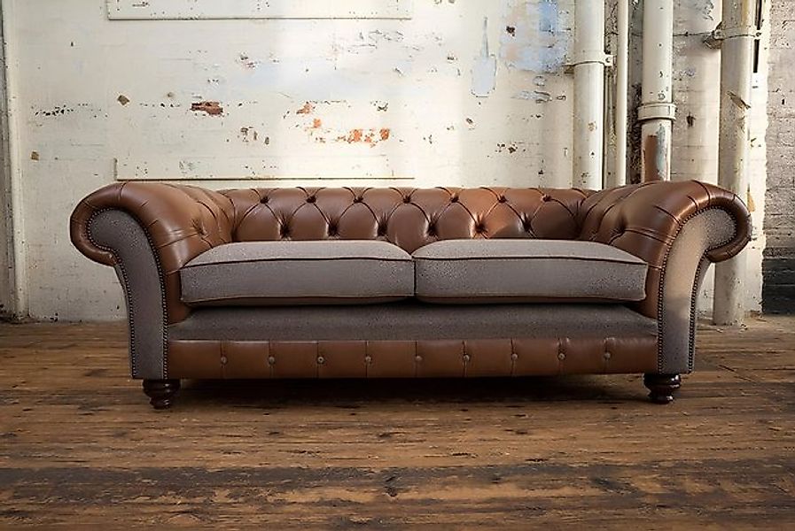 JVmoebel Chesterfield-Sofa Braune 3 Sitzer Chestrerfield Leder Sofa Couch P günstig online kaufen