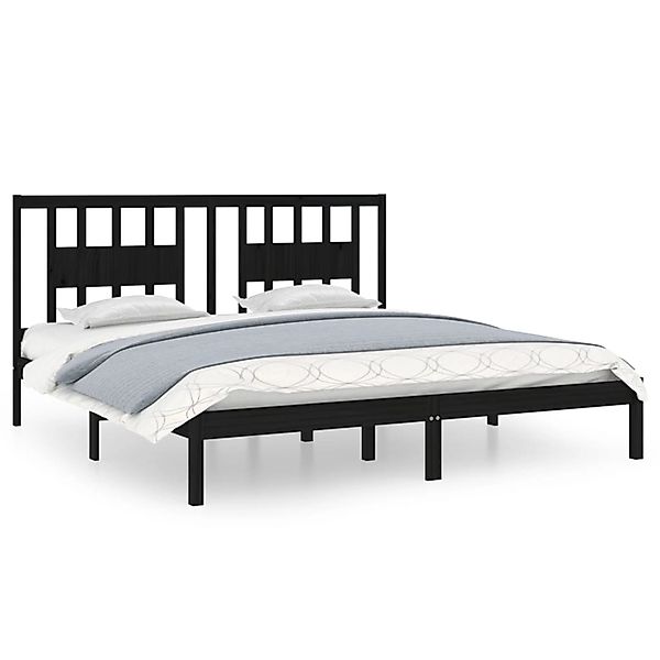 vidaXL Massivholzbett Schwarz Kiefer 200x200 cm1156378 günstig online kaufen