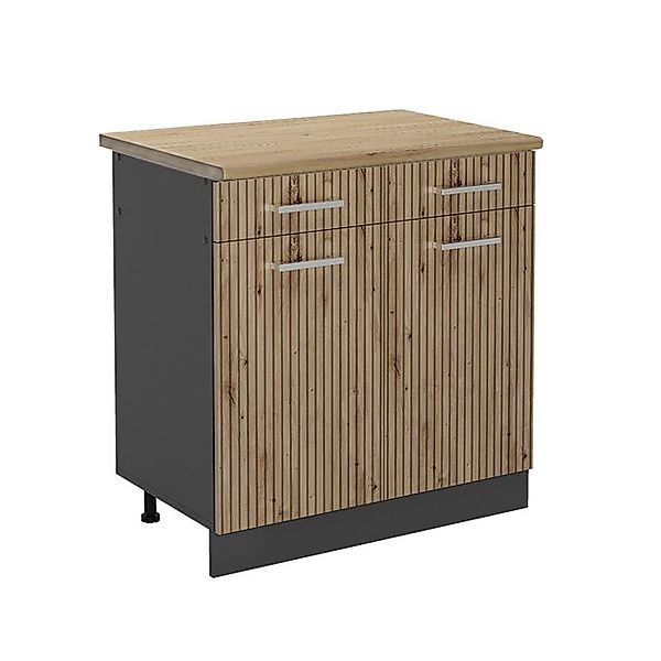 Vicco Küchenunterschrank R-Line Artisan-Eiche/Anthrazit 80 cm AP Marmor günstig online kaufen