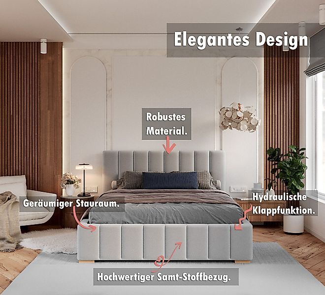 thematys Polsterbett FDM Stauraumbett Velours 90x200, günstig online kaufen