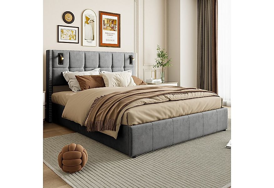 PXloue Stauraumbett Polsterbett Doppelbett, mit bettkasten und Lattenrost,S günstig online kaufen