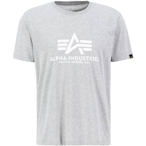 Alpha Industries  T-Shirts & Poloshirts Basic T-Shirt - greyheather/white günstig online kaufen
