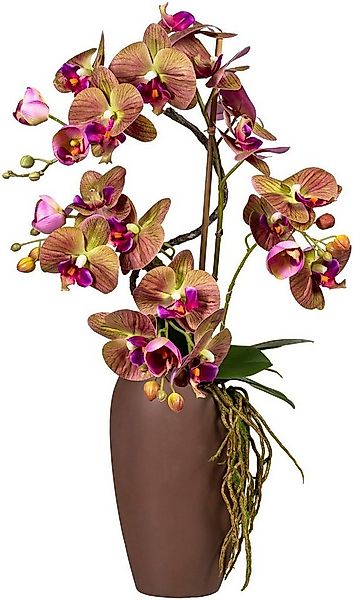 Kunstorchidee Phalaenopsisarrangement in Keramikvase Orchidee Phalaenopsis, günstig online kaufen