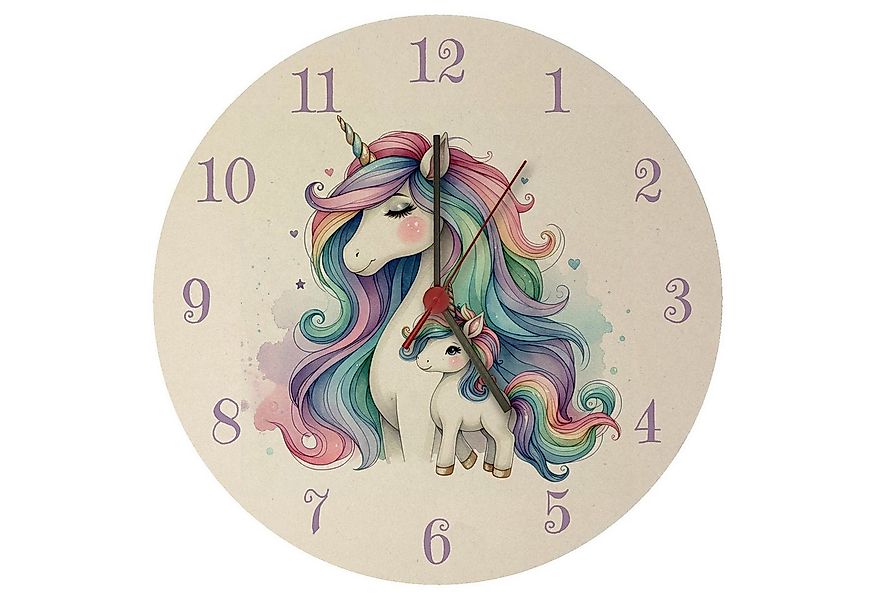 speecheese Wanduhr Einhorn-Mama mit Kind Wanduhr aus MDF günstig online kaufen