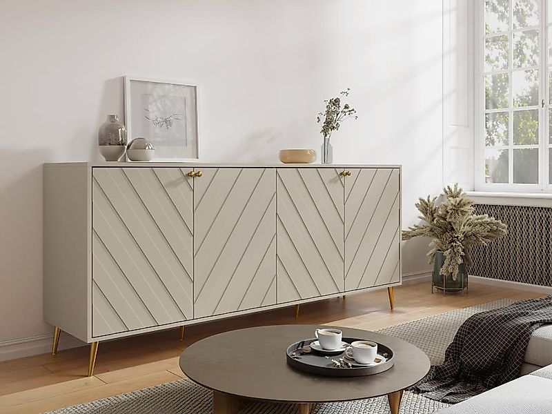 Sideboard mit 4 Türen - Beige - TEODA von Pascal Morabito günstig online kaufen