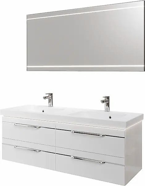 Saphir Badmöbel-Set »Balto 2-teilig Mineralmarmor-Doppelwaschtisch mit LED- günstig online kaufen