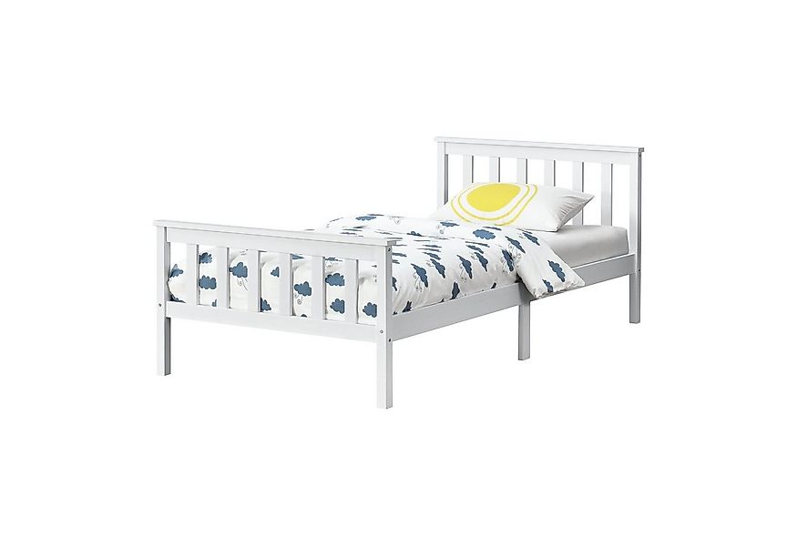 en.casa Holzbett, »Breda« Einzelbett Jugendbett mit Lattenrost 100x200 cm W günstig online kaufen