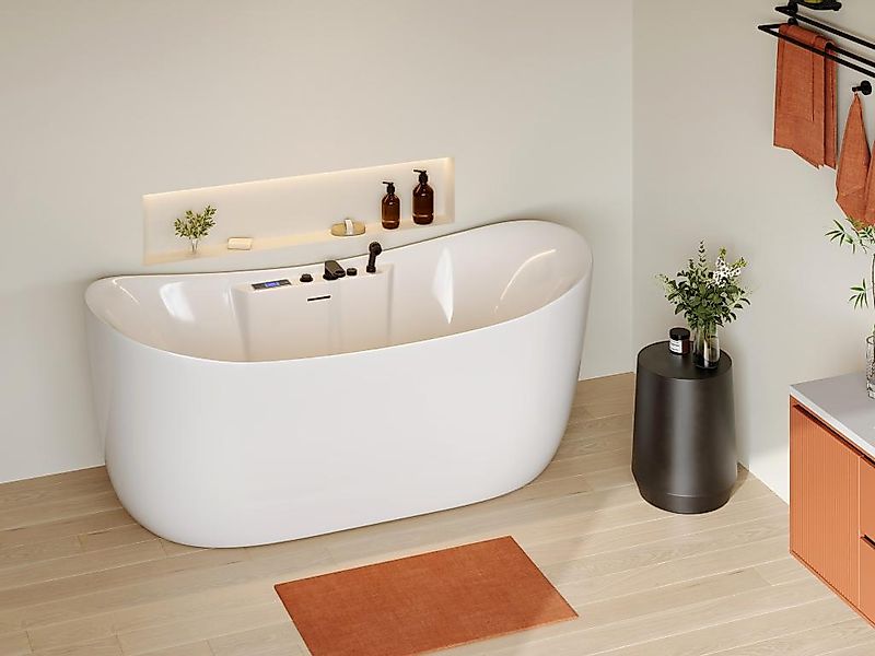 Whirlpool-Badewanne asymmetrisch mit LED-Beleuchtung - Weiß - 190 l - 180 x günstig online kaufen