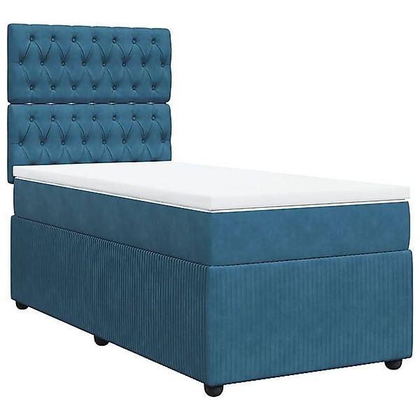 vidaXL Bett Boxspringbett mit Matratze Blau 90x190 cm Samt günstig online kaufen